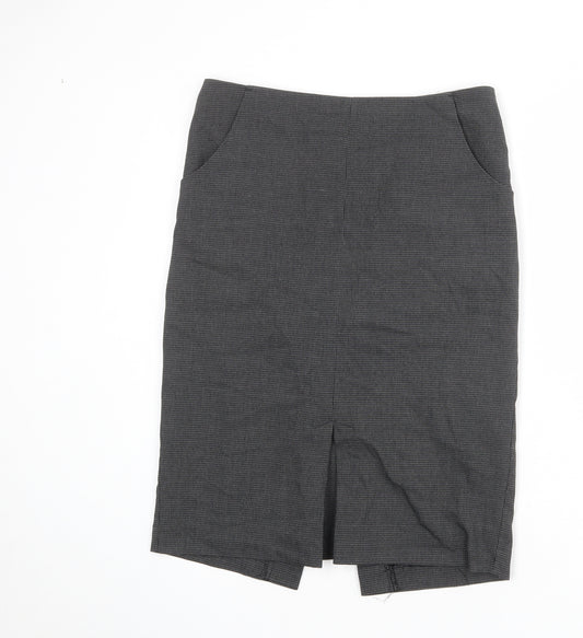 NEXT Womens Grey Geometric Polyester Bandage Skirt Size 10 Zip