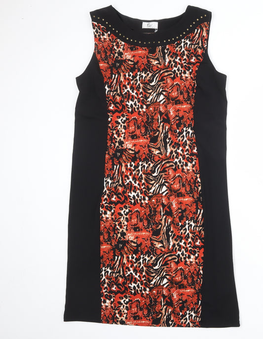 Klass Womens Multicoloured Geometric Polyester Tank Dress Size 16 Round Neck Pullover