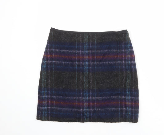 Marks and Spencer Womens Multicoloured Plaid Acrylic Bandage Skirt Size 10 Zip