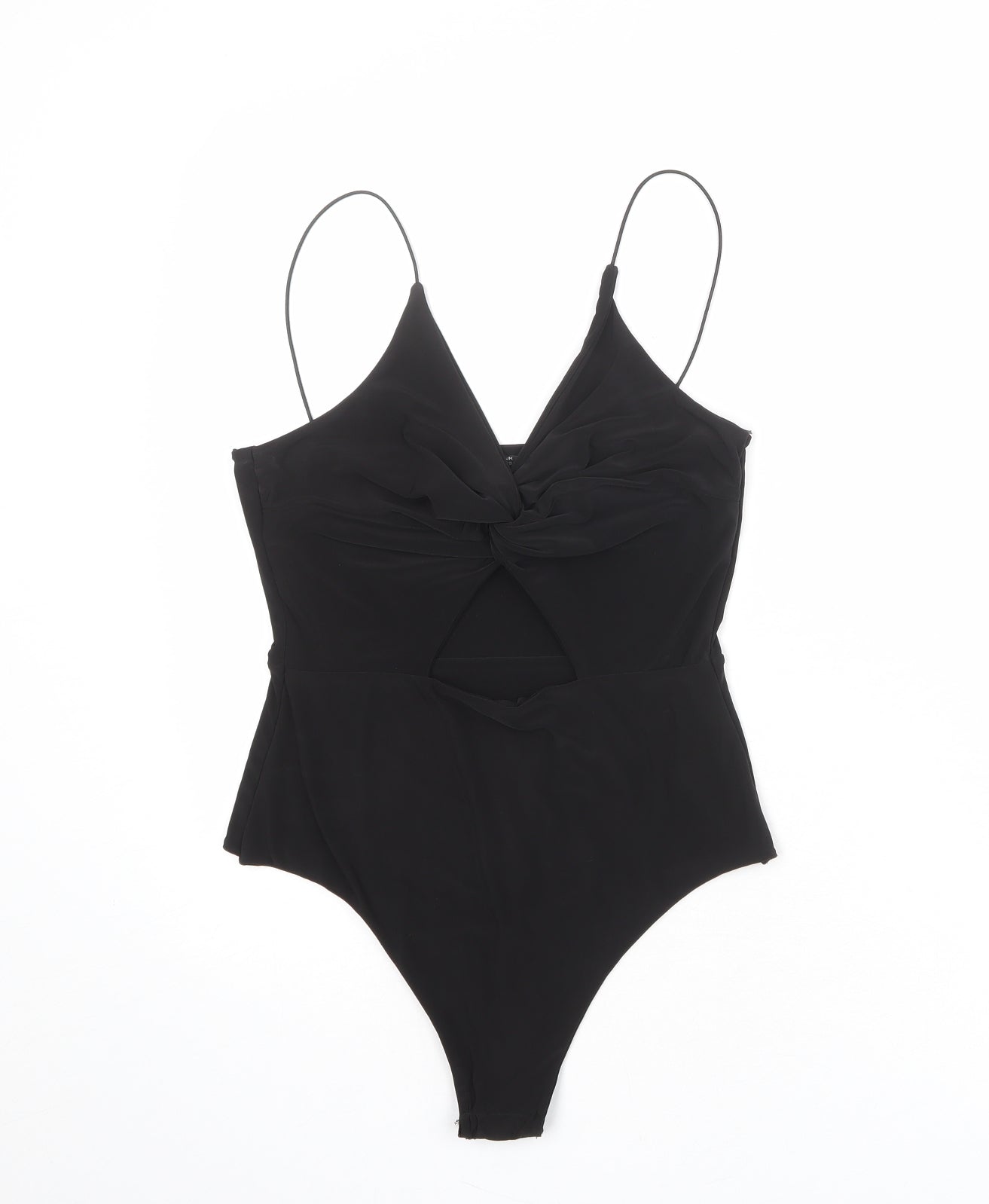 PRETTYLITTLETHING Womens Black Polyester Bodysuit One-Piece Size 12 Snap - Cut Out