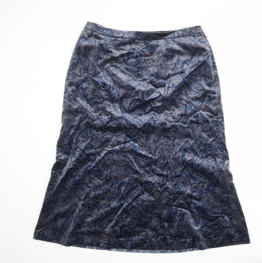 Cotswold Collections Womens Blue Plaid Cotton A-Line Skirt Size 18 Zip