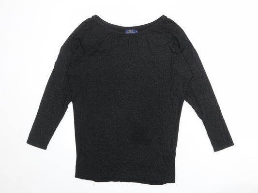 Polo Ralph Lauren Womens Black Viscose Basic T-Shirt Size S Boat Neck