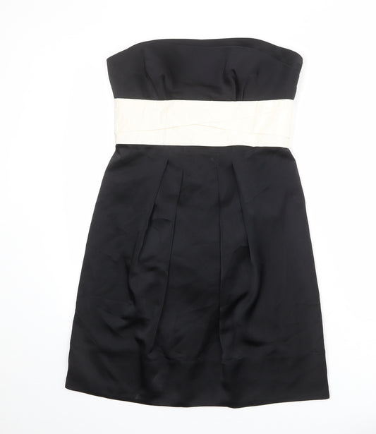 BCBGMAXAZRIA Womens Black Colourblock Polyester Mini Size 8 Square Neck Zip - Strapless