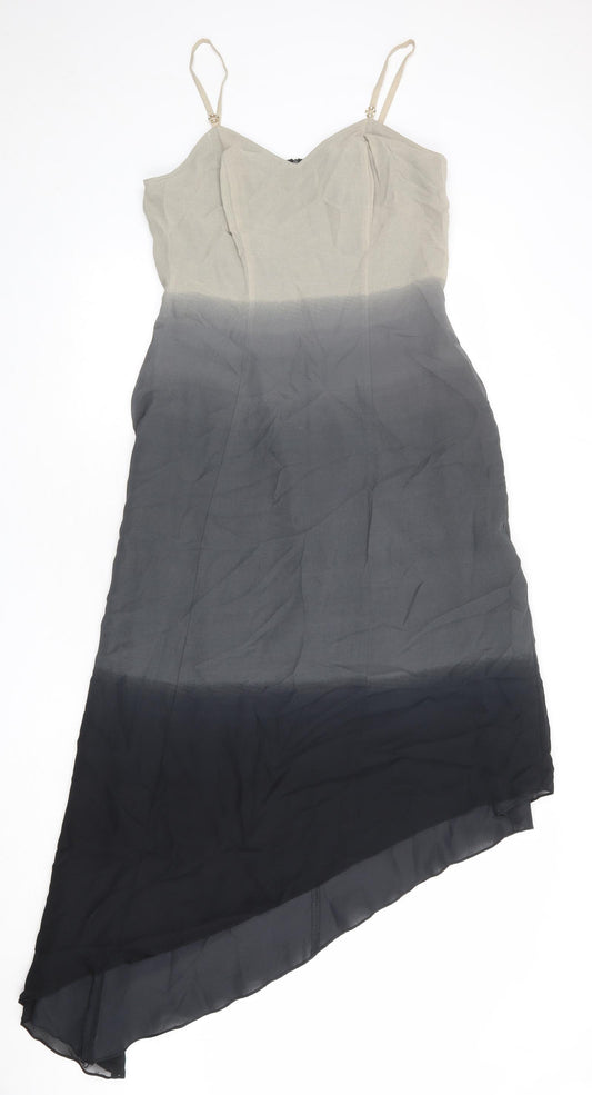 Joseph Ribkoff Womens Multicoloured Colourblock Viscose Slip Dress Size 14 V-Neck Zip