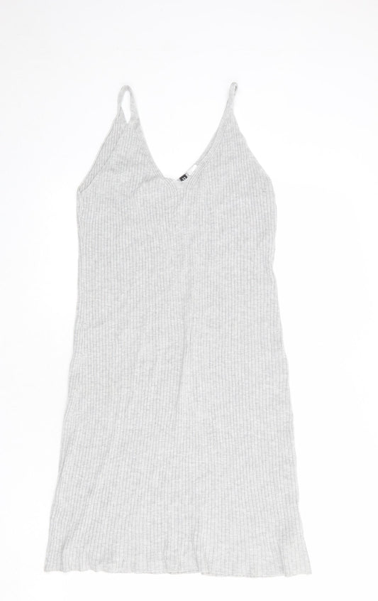 Divided by H&M Womens Grey Acrylic Tank Dress Size 14 V-Neck Pullover - Ribbed