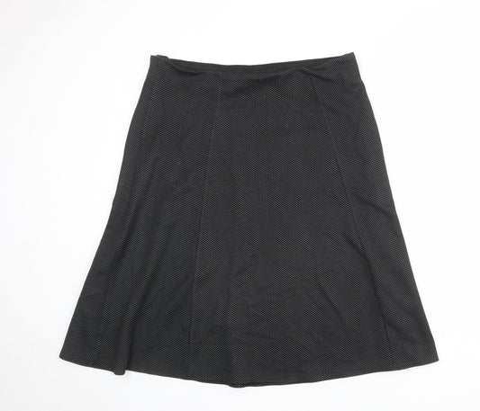 Bonmarché Womens Black Polka Dot Polyester Swing Skirt Size 18