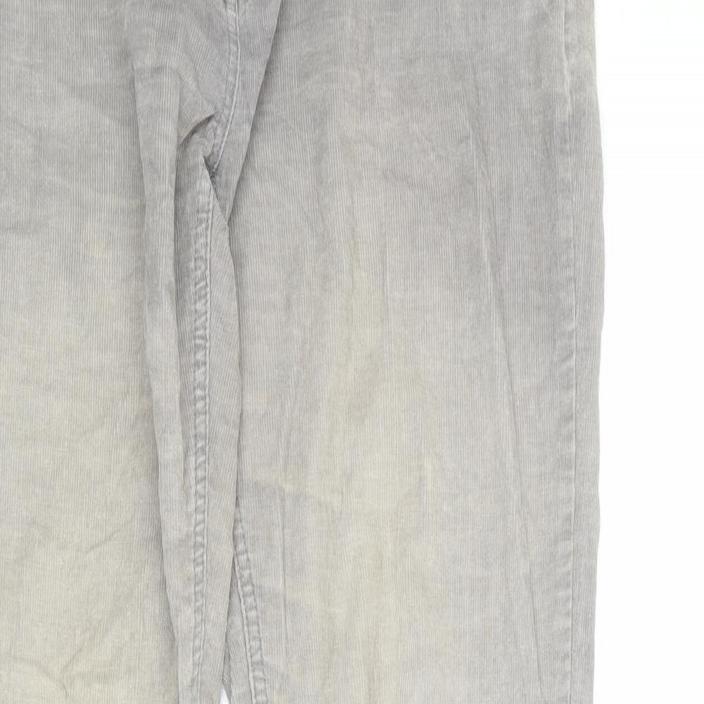 Fat Face Womens Grey Cotton Trousers Size 12 L32 in Regular Zip