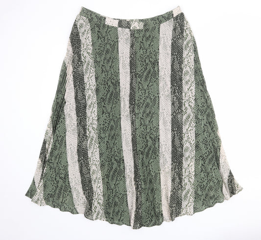 Principles Womens Green Geometric Polyester Swing Skirt Size 14 Zip - Snakeskin pattern