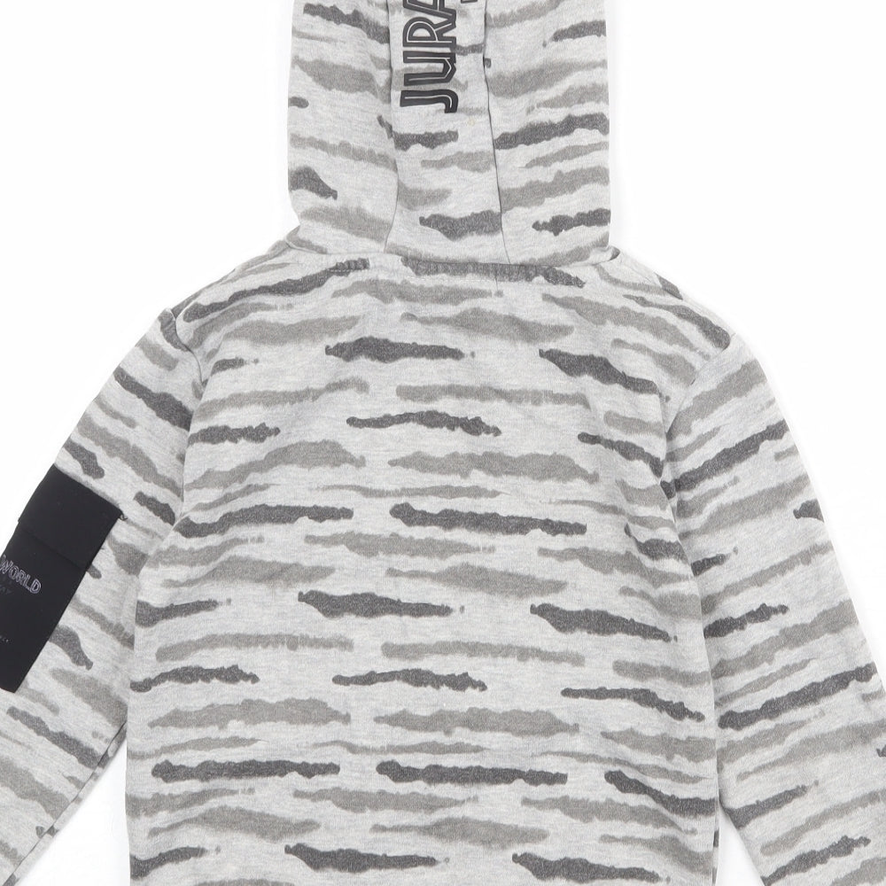 Jurassic World Boys Grey Geometric Cotton Pullover Hoodie Size 5-6 Years Pullover