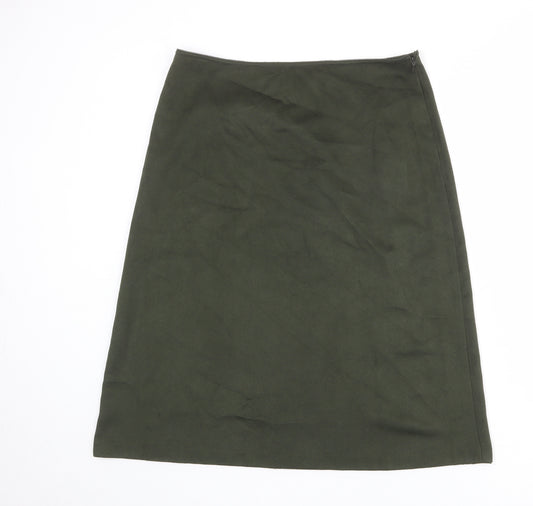 St. Bernard Womens Green Polyester A-Line Skirt Size 14 Zip