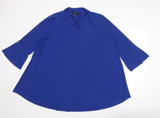 Joanna Hope Womens Blue Polyester Basic Blouse Size 22 Round Neck