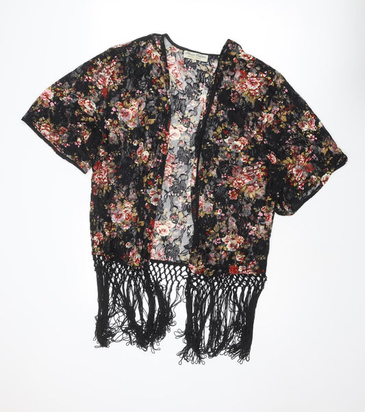 Parisian Collection Womens Multicoloured Floral Polyester Kimono Blouse Size 12 V-Neck - Open