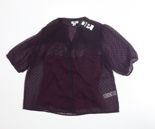 Dorothy Perkins Womens Purple Geometric Polyester Basic Blouse Size 12 V-Neck
