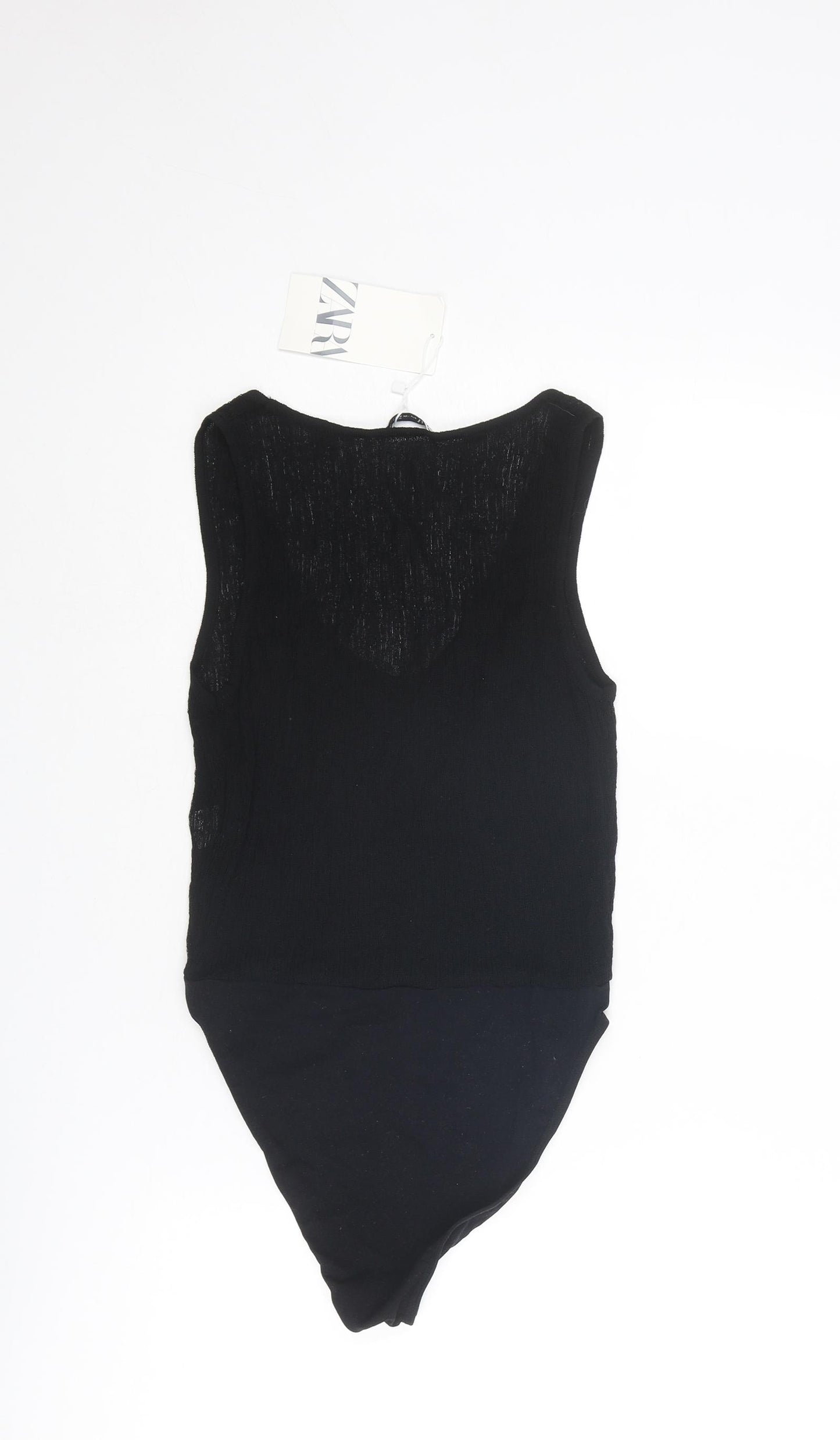 Zara Womens Black Polyamide Bodysuit One-Piece Size XS Snap