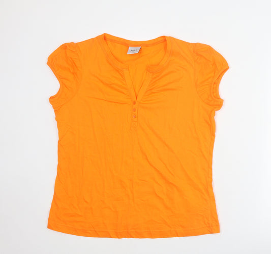 NEXT Womens Orange Cotton Basic T-Shirt Size 20 V-Neck