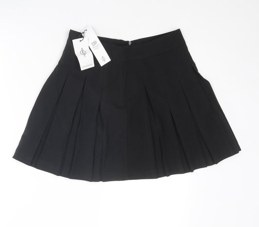 Stradivarius Womens Black Viscose A-Line Skirt Size M Zip