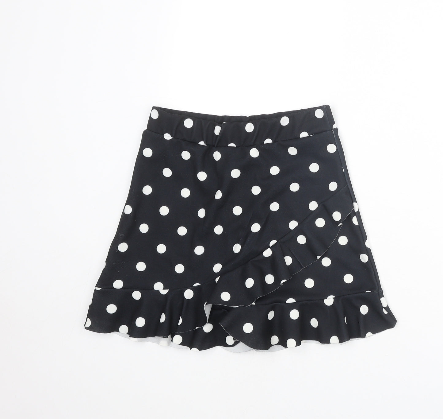 New Look Womens Black Polka Dot Polyester Basic Shorts Size 8 L3 in Regular Pull On - Skort