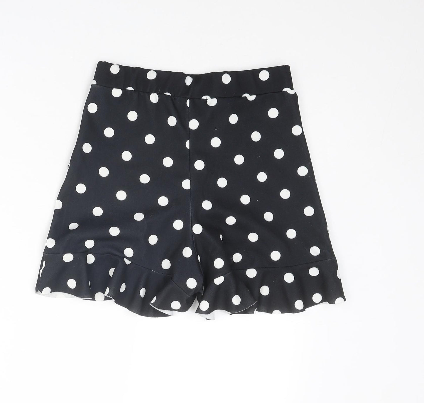 New Look Womens Black Polka Dot Polyester Basic Shorts Size 8 L3 in Regular Pull On - Skort