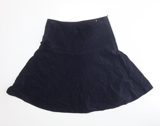 Marks and Spencer Womens Blue Cotton A-Line Skirt Size 8 Zip
