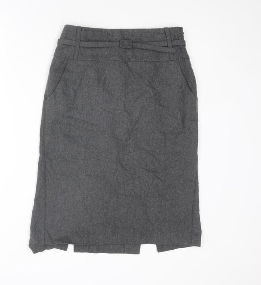 United Colors of Benetton Womens Grey Wool Bandage Skirt Size 28 in Zip