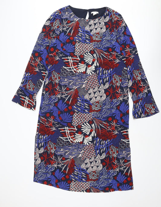 H&M Womens Multicoloured Geometric Polyester Shift Size 16 Boat Neck Button
