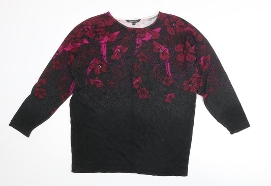 Bonmarché Womens Multicoloured Roll Neck Floral Viscose Pullover Jumper Size 16 - Size 16-18