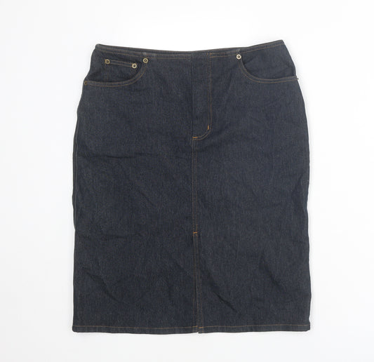 Topshop Womens Blue Cotton Bandage Skirt Size 12 Zip