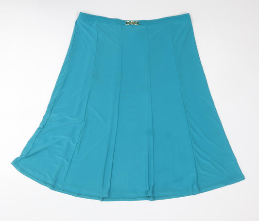 Bonmarché Womens Blue Polyester A-Line Skirt Size 16