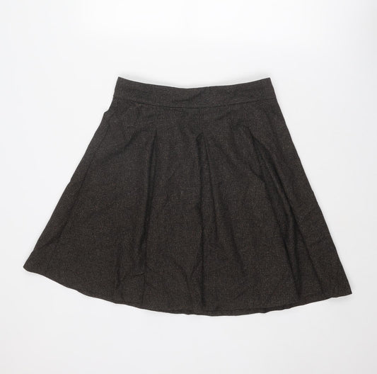 United Colors of Benetton Womens Brown Wool Swing Skirt Size 16 Zip