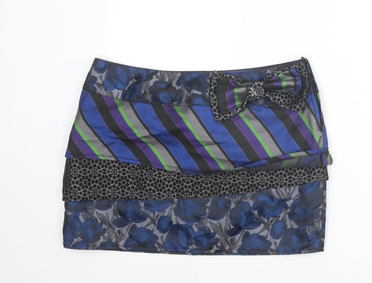 DEPT Womens Multicoloured Geometric Polyester Mini Skirt Size L Zip
