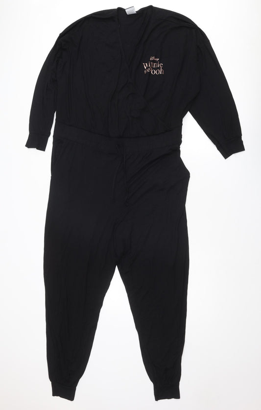 Winnie the Pooh Womens Black Viscose Jumpsuit One-Piece Size XL L29 in Pullover