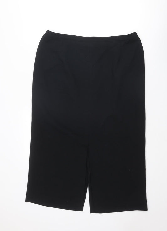 House of Fraser Womens Black Viscose A-Line Skirt Size 20 Zip