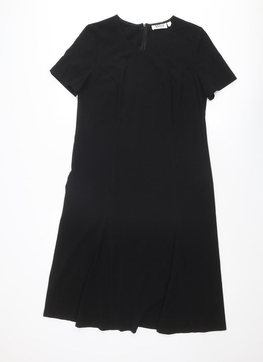 Afibel Womens Black Polyester A-Line Size 14 Round Neck Zip