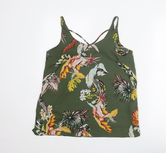 Dorothy Perkins Womens Green Floral Polyester Camisole Tank Size 10 Scoop Neck