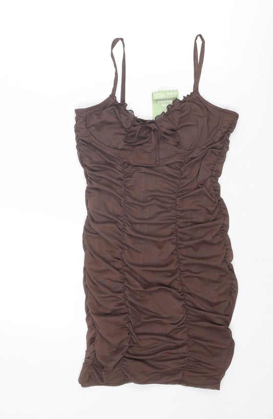 Divided by H&M Womens Brown Polyester Slip Dress Size S Scoop Neck Pullover
