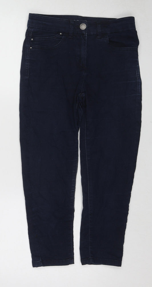 Marks and Spencer Womens Blue Cotton Straight Jeans Size 8 L21 in Regular Zip