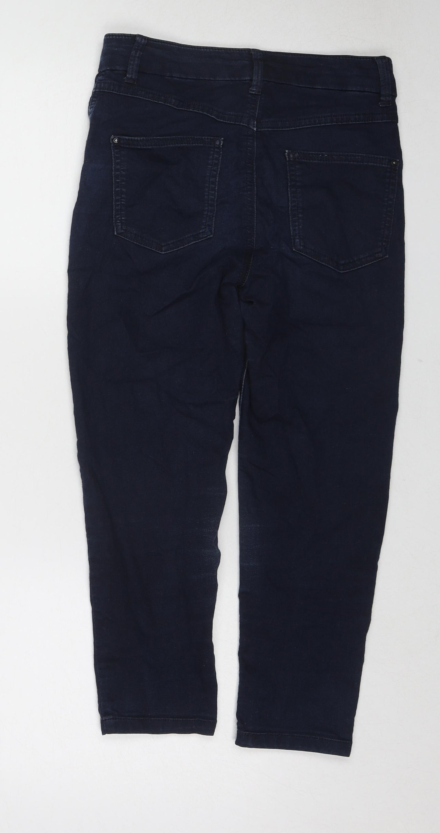 Marks and Spencer Womens Blue Cotton Straight Jeans Size 8 L21 in Regular Zip