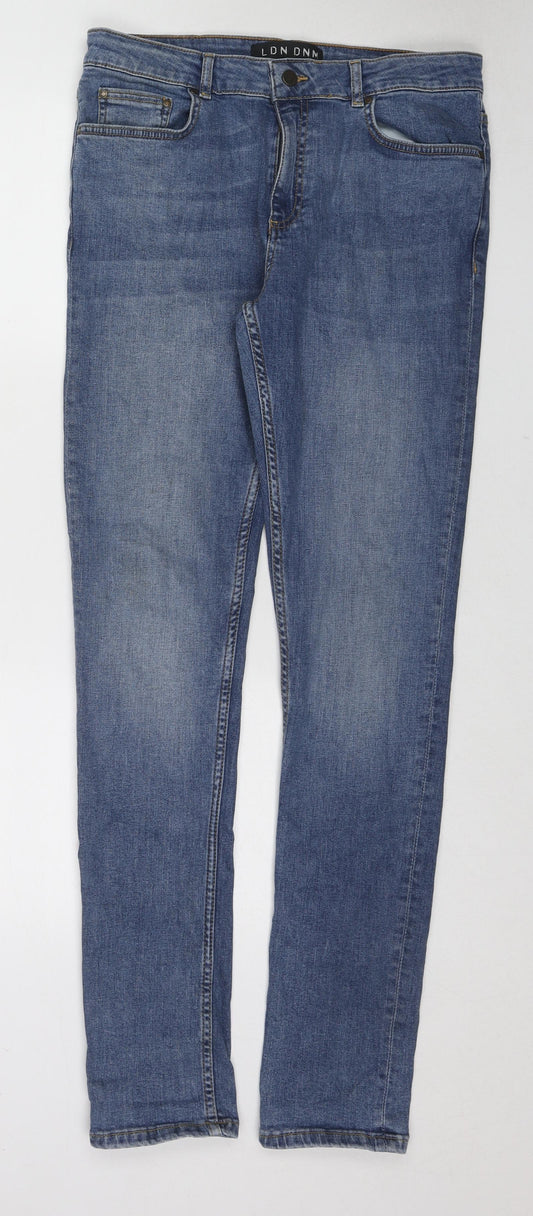 LDN DNM Mens Blue Cotton Skinny Jeans Size 32 in L34 in Regular Zip