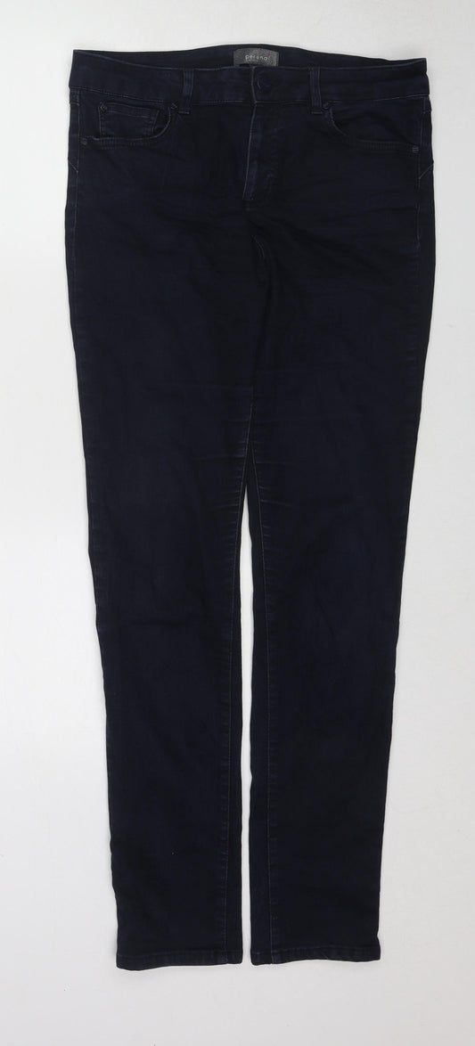 Per Una Womens Blue Cotton Skinny Jeans Size 14 L31 in Regular Zip