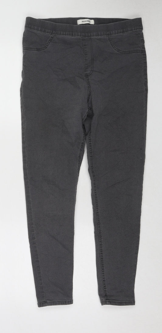 Marks and Spencer Womens Grey Cotton Jegging Jeans Size 14 L25 in Regular