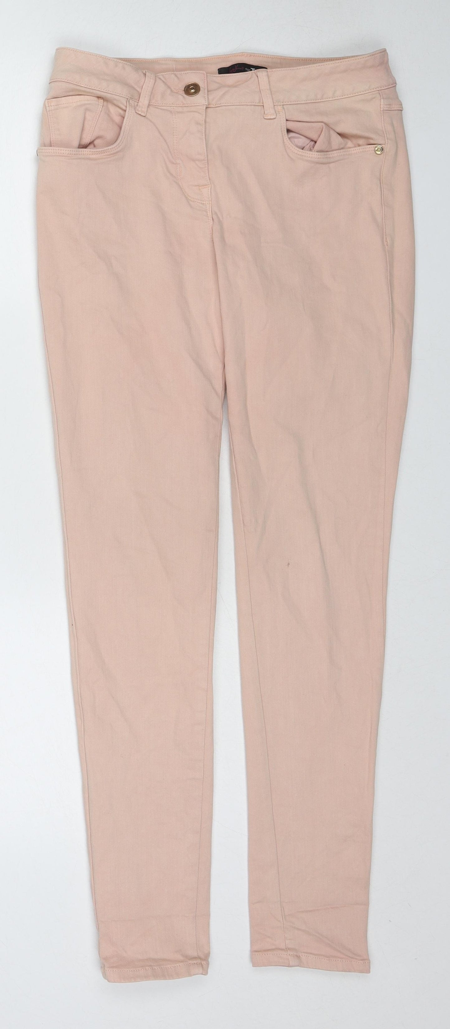 TU Womens Pink Cotton Skinny Jeans Size 12 L28 in Regular Zip