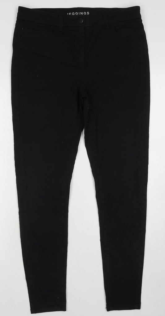 Marks and Spencer Womens Black Cotton Skinny Jeans Size 14 L31 in Regular Zip
