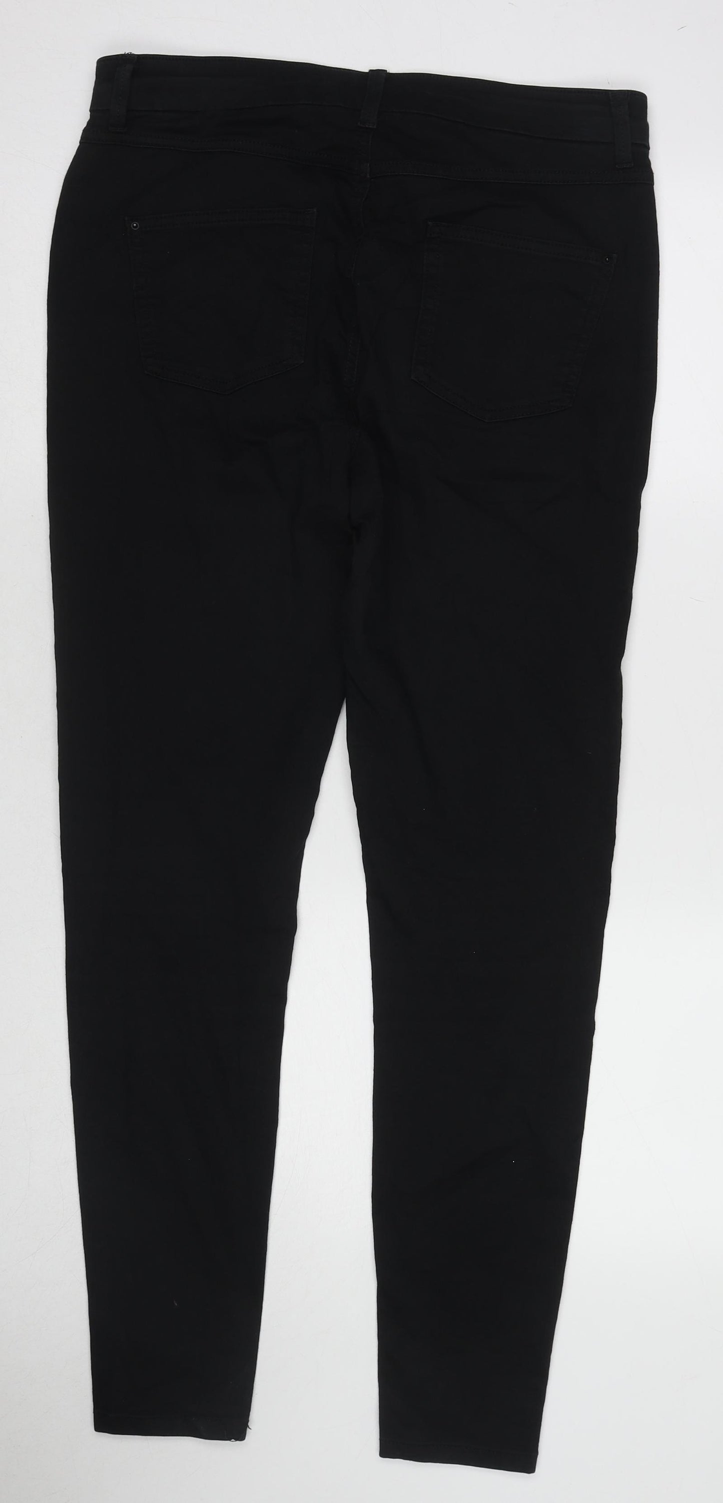 Marks and Spencer Womens Black Cotton Skinny Jeans Size 14 L31 in Regular Zip
