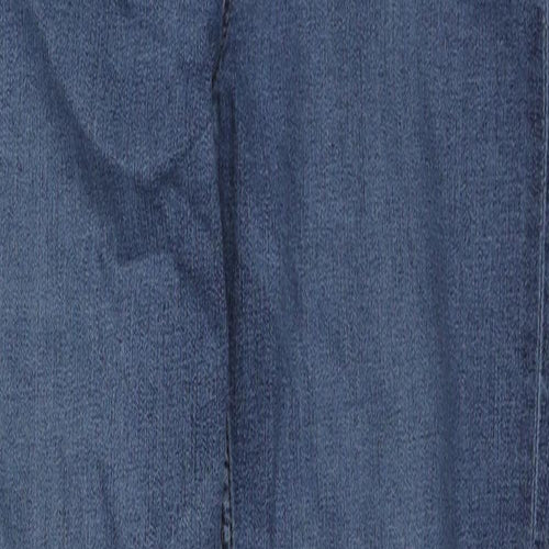 Marks and Spencer Womens Blue Cotton Skinny Jeans Size 10 L28 in Regular Zip - Raw Hem