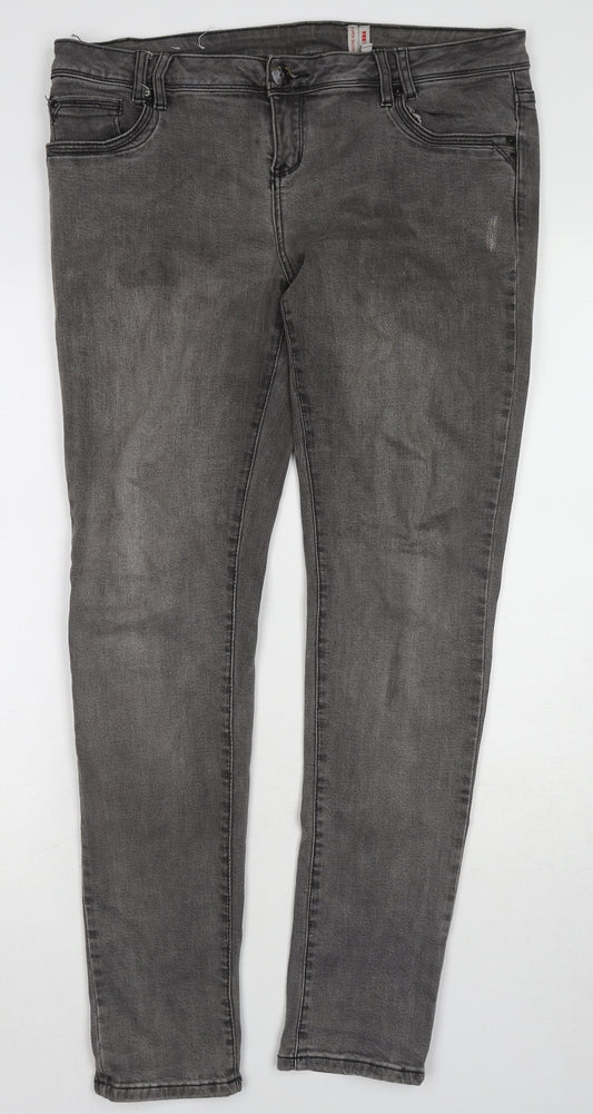 Yes Yes Womens Grey Cotton Skinny Jeans Size 16 L30 in Regular Zip