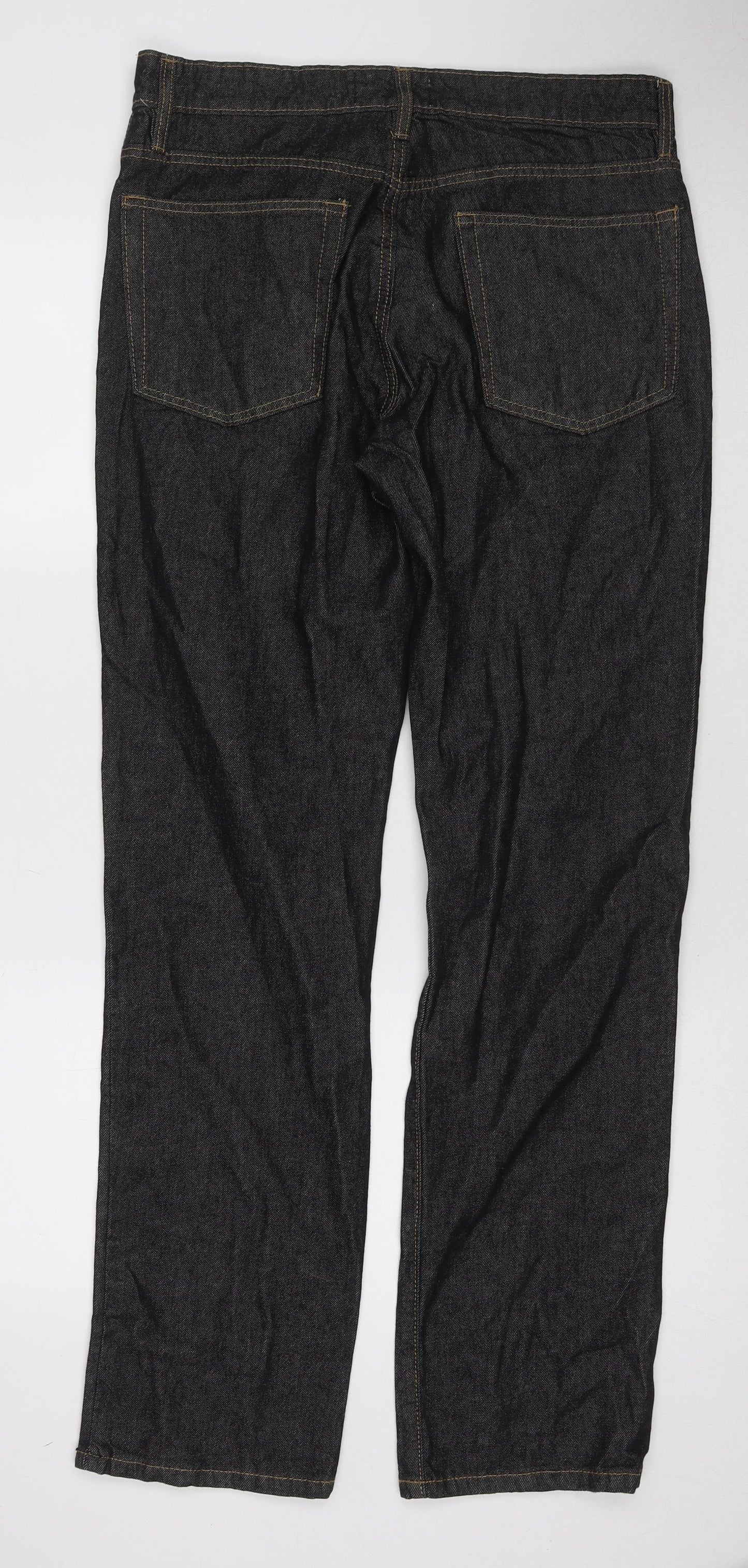 Easy Mens Black Cotton Straight Jeans Size 32 in L32 in Regular Zip