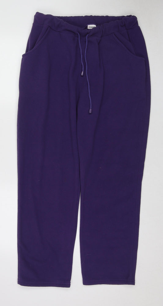 Damart Womens Purple Polyester Jogger Trousers Size 18 L28 in Regular Drawstring