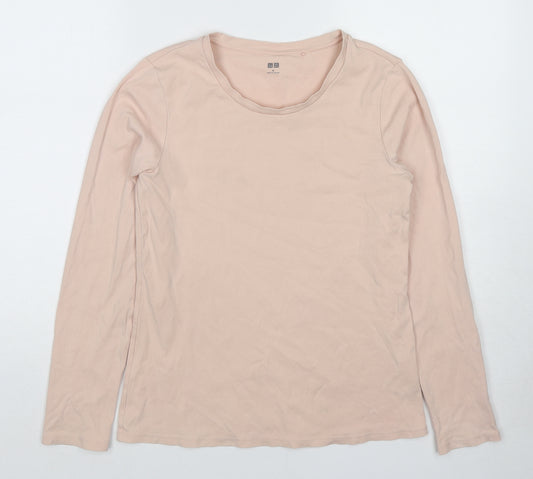 Uniqlo Womens Pink Cotton Basic T-Shirt Size M Crew Neck