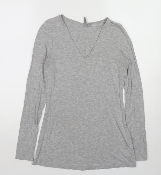 ASOS Womens Grey Viscose Basic T-Shirt Size 6 V-Neck