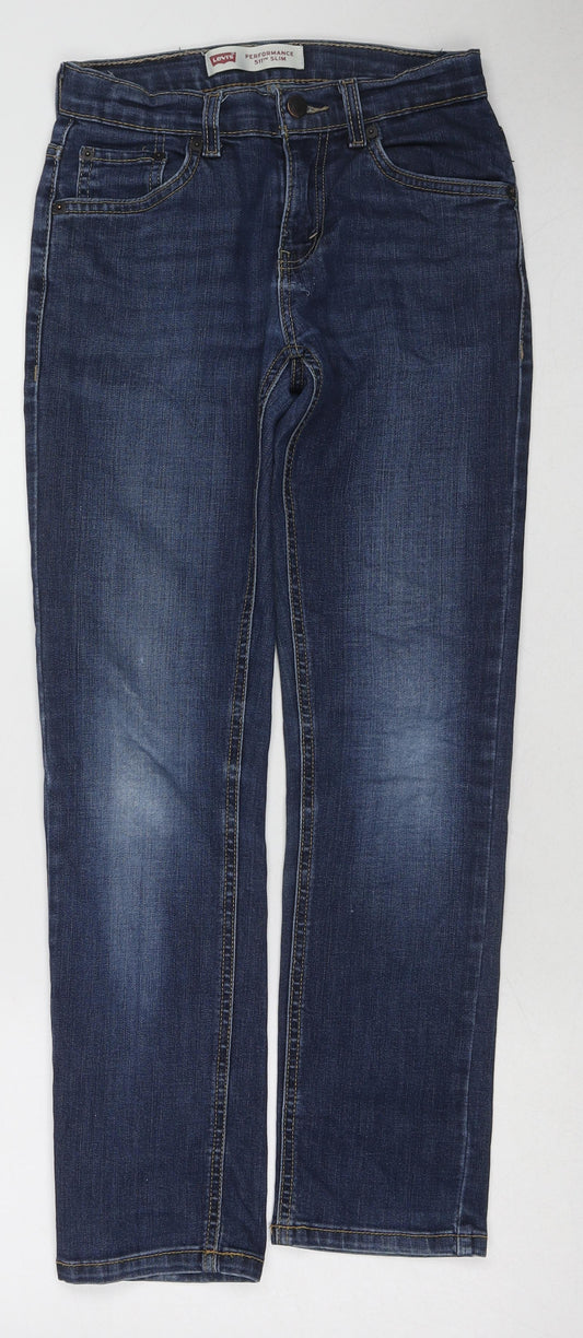 Levi's Womens Blue Cotton Straight Jeans Size 26 L27 in Regular Zip
